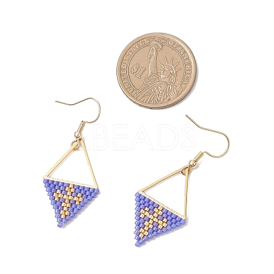 Handmade Glass Seed Beads Rhombus Dangle Earrings EJEW-MZ00542-05-1