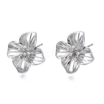 Brass Stud Earring Findings KK-N232-337A-01P-1
