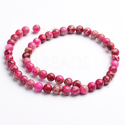 Dyed Natural Imperial Jasper Round Bead Strands G-M274-01-4mm-1
