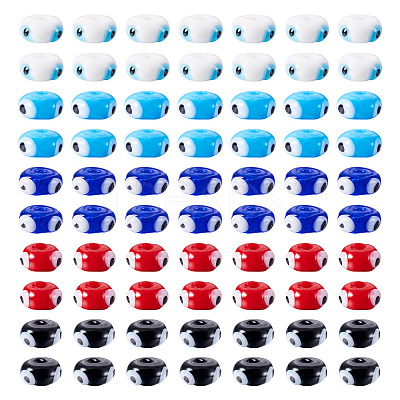 100Pcs 5 Colors Handmade Evil Eye Lampwork Beads Strands LAMP-TA0001-88A-1