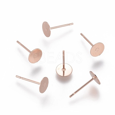 304 Stainless Steel Stud Earring Findings STAS-H436-24RG-6mm-1