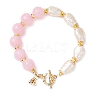 Imitation Gemstone & ABS Imitation Pearl Acrylic Beaded Bracelets for Women BJEW-JB12157-03-1