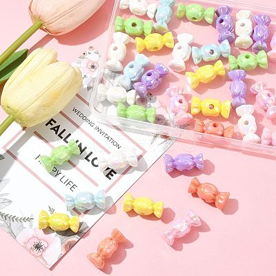 40Pcs UV Plating Opaque Acrylic Beads OACR-FS0002-27-1