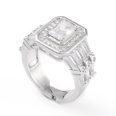 Adjustable Brass Micro Pave Clear Cubic Zirconia Cuff Rings RJEW-L098-002P-1