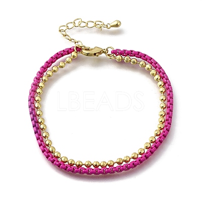 Brass Beaded Double Strand Bracelets BJEW-U040-02G-01-1
