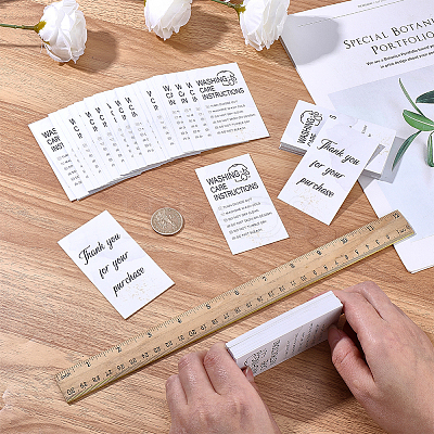 240Pcs Floral Print Paper Care Instructions Cards AJEW-FG0005-62D-1