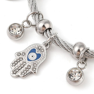 Adjustable 304 Stainless Steel Charm Bangles BJEW-F326-03P-1