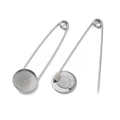 304 Stainless Steel Safety Pin Brooch Base Settings STAS-A142-02A-P-1