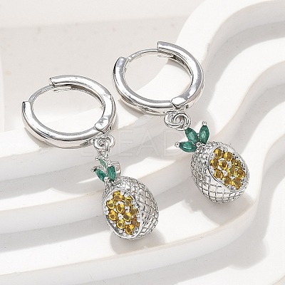 Brass Cubic Zirconia Hoop Earrings EJEW-Q015-02P-1