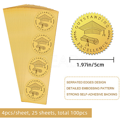 Plastic Self Adhesive Gold Foil Embossed Stickers DIY-WH0211-338-1