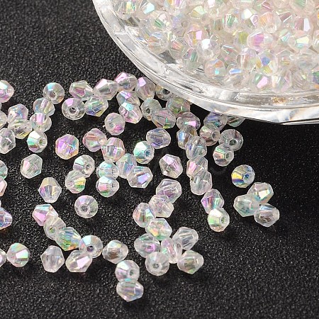 Bicone AB Color Plated Eco-Friendly Transparent Acrylic Beads TACR-A003-6mm-22-1