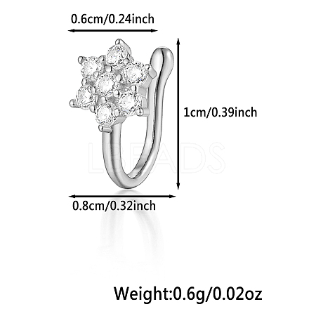 S925 Silver Heart Butterfly Nose Clip Fashionable Nose Ring Accessory WG4393-10-1