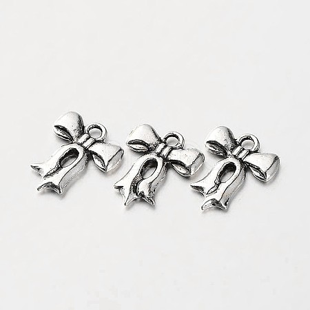 Tibetan Style Alloy Bowknot Bow Charms X-TIBEP-O009-20-1