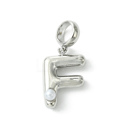 Rack Plating Brass with ABS Plastic Pearl European Dangle Charms KK-G501-02F-P-1