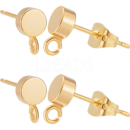 20Pcs Flat Round Brass Stud Earring Findings KK-BBC0013-96B-1