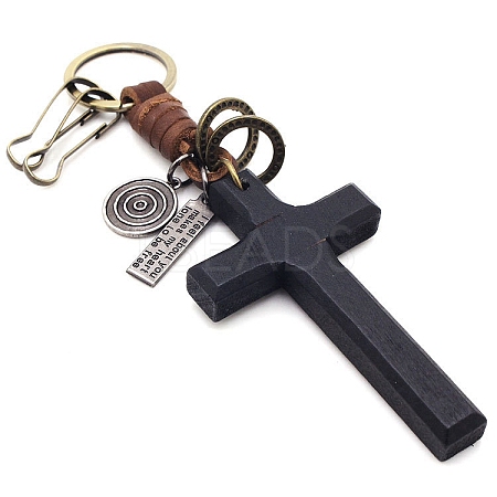 Wood Cross Pendant Keychain PW-WG18596-02-1