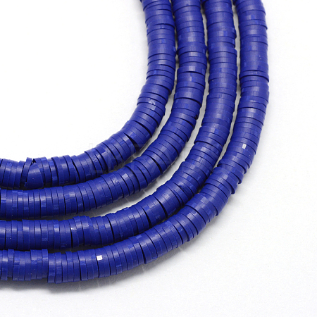 Flat Round Handmade Polymer Clay Bead Spacers CLAY-R067-3.0mm-09-1