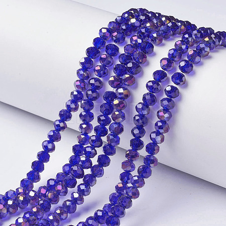 Electroplate Transparent Glass Beads Strands EGLA-A034-T8mm-F15-1