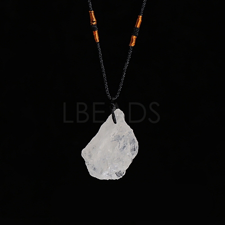 Natural Raw Quartz Crystal Nugget Pendant Necklaces PW-WG79580-01-1