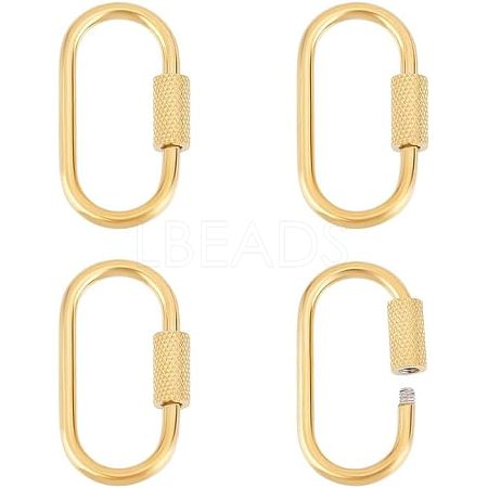 4Pcs 4 Style 304 Stainless Steel Screw Carabiner Lock Charms STAS-UN0029-89-1