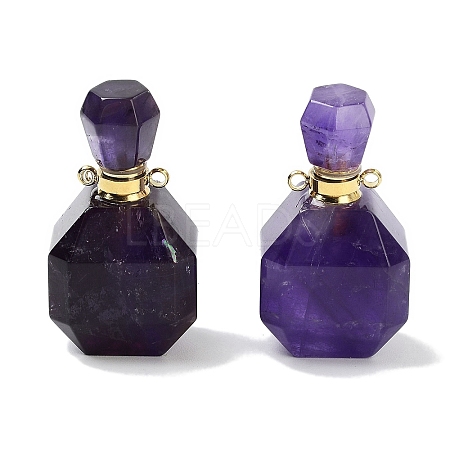 Natural Amethyst Perfume Bottle Pendants G-Q163-10G-08-1