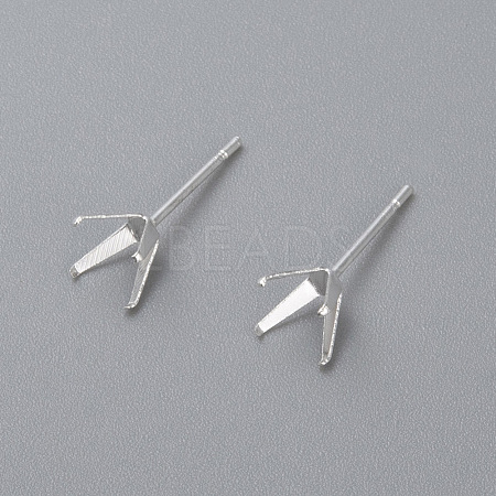 304 Stainless Steel Prong Earring Settings LS-STAS-O098-06S-04-1
