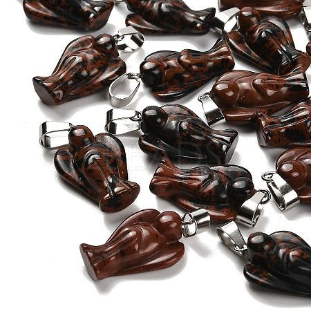 Natural Mahogany Obsidian Pendants G-B127-10P-09-1