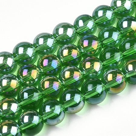 Electroplate Transparent Glass Beads Strands GLAA-T032-T8mm-AB07-1
