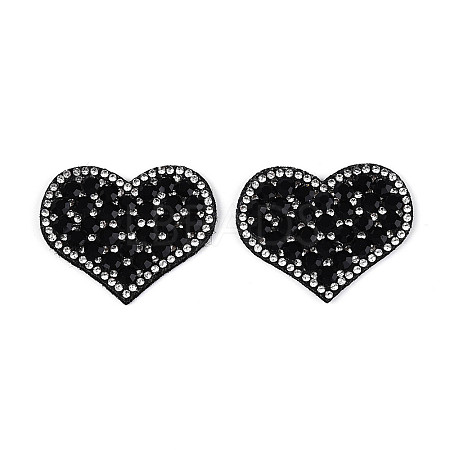 Heart Hotfix Glass Rhinestone with Cloth Patches PATC-T002-02B-1