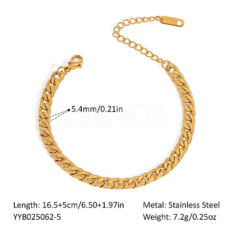 5.4MM 304 Stainless Steel Cuban Link Chain Bracelets UM6262-6-1
