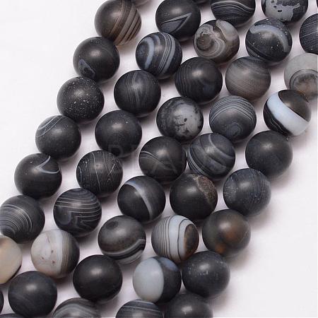 Natural Black Agate Bead Strands G-K166-12-6mm-03-1