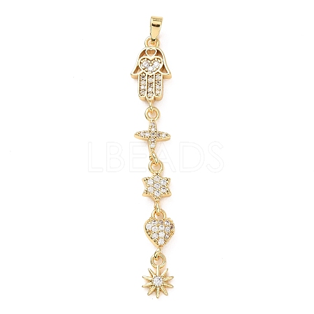 Tassel Brass Micro Pave Clear Cubic Zirconia Big Pendants KK-L271-01G-10-1