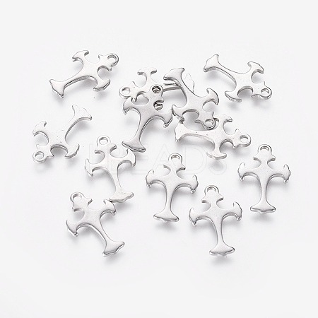 Tarnish Resistant 201 Stainless Steel Tiny Cross Charms STAS-L233-082P-1