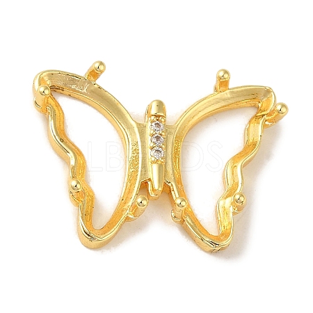 Rack Plating Brass Pave Clear Cubic Zirconia Pendant Cabochon Settings KK-M285-21G-1