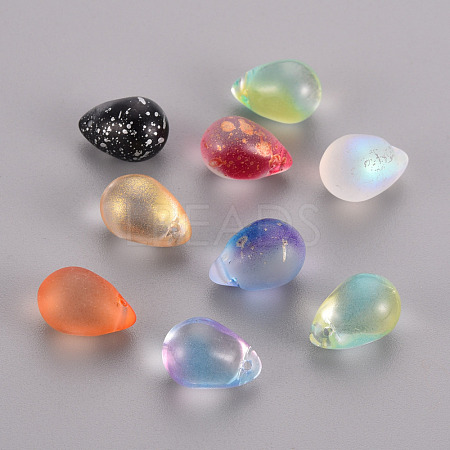 Transparent Spray Painted Glass Charms GLAA-T016-37-1