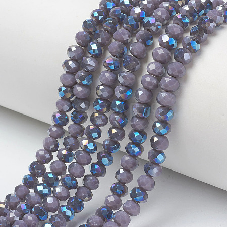 Electroplate Opaque Solid Color Glass Beads Strands EGLA-A034-P4mm-I17-1