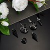 6Pcs 6 Style Natural Obsidian & Black Agate Pendants G-SZ0001-91-2