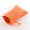 Polyester Imitation Burlap Packing Pouches Drawstring Bags X-ABAG-R005-14x10-11-2