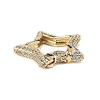 Brass Micro Pave Clear Cubic Zirconia Spring Gate Rings ZIRC-F120-004G-2