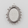 Tibetan Style Alloy Flat Oval Pendant Cabochon Settings X-TIBEP-M022-52AS-1