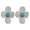 Natural Mixed Gemstone Flower Stud Earrings EJEW-JE05319-02-2
