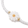 Flower Natural Shell & Glass Seed Braided Bead Bracelets BJEW-JB09921-02-3