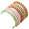 5Pcs 5 Color Crackle Glass Round Beaded Stretch Bracelets Set BJEW-JB09695-02-3