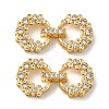 Rack Plating Brass Micro Pave Clear Cubic Zirconia Fold Over Clasps KK-E084-30G-1