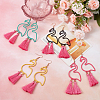 3 Pairs 3 Colors Alloy Flamingo Chandelier Earrings EJEW-AN0004-43-7