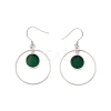 Natural Dyed & Heated Green Onyx Agate Flat Round Dangle Earrings EJEW-Z024-11A-P-1