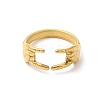 Ion Plating(IP) 304 Stainless Steel Hands Open Cuff Rings for Women RJEW-L107-002G-2
