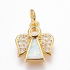 Brass Cubic Zirconia Pendants ZIRC-G144-03G-01-1