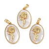Rack Plating Brass Pave Shell Oval Pendants KK-U032-92G-09-1