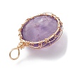 Natural Amethyst Copper Wire Wrapped Pendants PALLOY-JF02436-02-3